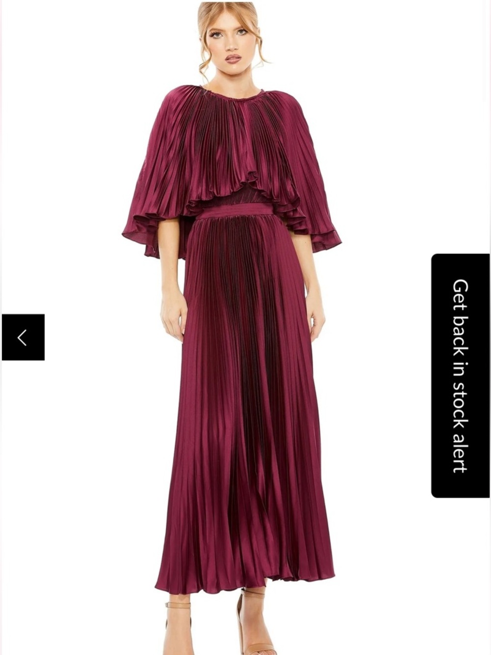 Mac Duggal Caped Tea-Length Party Dress: Mac Duggal 49638 in raspberry satin